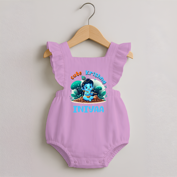 Cute Krishna Romper Frock | Custom Baby Romper Frock for Krishna Fans - BABY PINK - 0 - 3 Months Old (Chest 19")