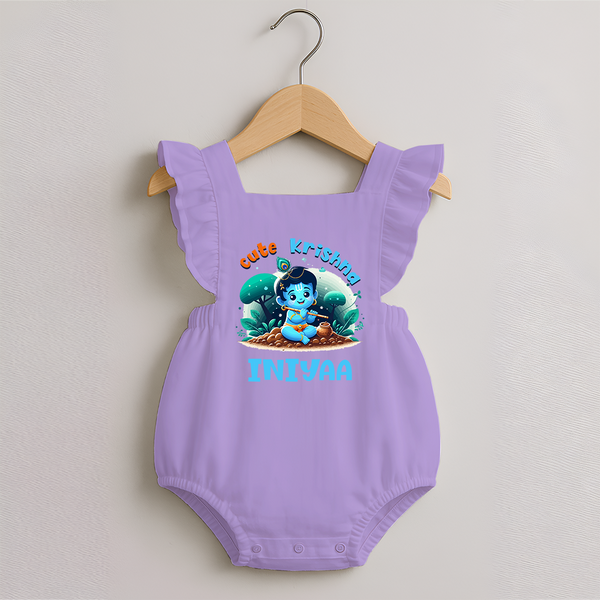 Cute Krishna Romper Frock | Custom Baby Romper Frock for Krishna Fans - LILAC - 0 - 3 Months Old (Chest 19")