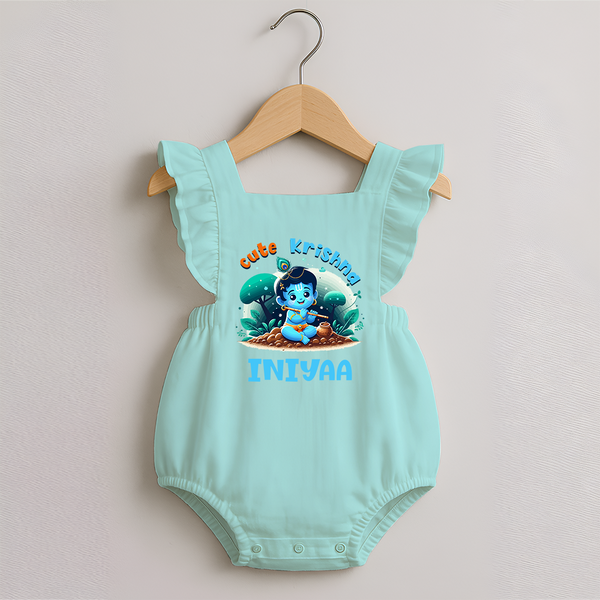Cute Krishna Romper Frock | Custom Baby Romper Frock for Krishna Fans - MINT GREEN - 0 - 3 Months Old (Chest 19")
