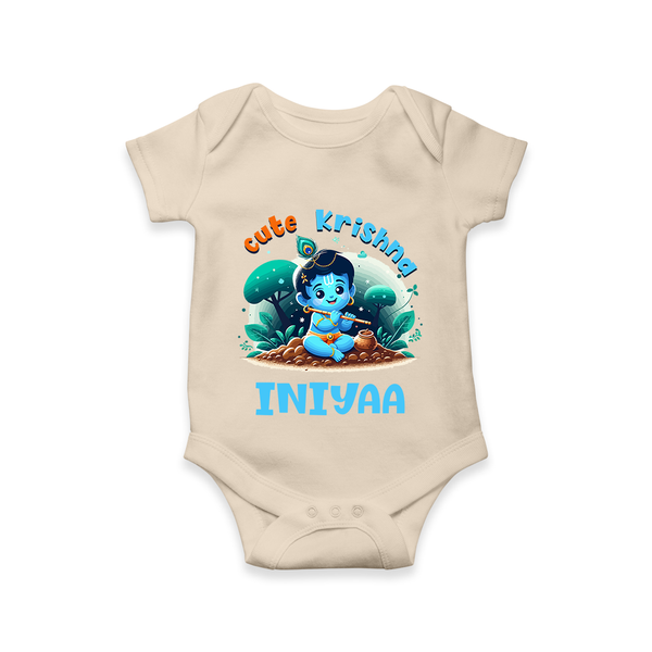 Cute Krishna Romper | Custom Baby Romper for Krishna Fans - IVORY - New Born (Chest 14")