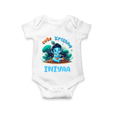 Cute Krishna Romper | Custom Baby Romper for Krishna Fans - WHITE - New Born (Chest 14")