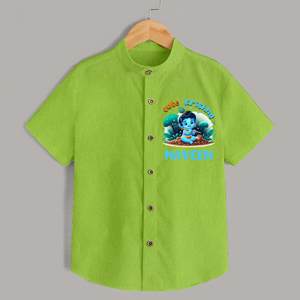 Cute Krishna Shirt | Custom Baby Shirt for Krishna Fans - LIME GREEN - 0 - 6 Months Old (Chest 23")