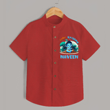 Cute Krishna Shirt | Custom Baby Shirt for Krishna Fans - RED - 0 - 6 Months Old (Chest 23")