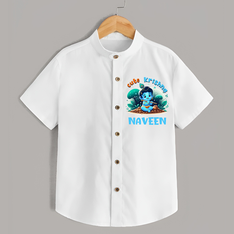 Cute Krishna Shirt | Custom Baby Shirt for Krishna Fans - WHITE - 0 - 6 Months Old (Chest 23")