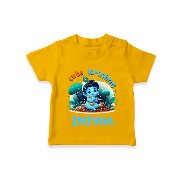 Cute Krishna T-Shirt | Custom Baby T-Shirt for Krishna Fans - CHROME YELLOW - 0-5 Months Old (Chest 17")