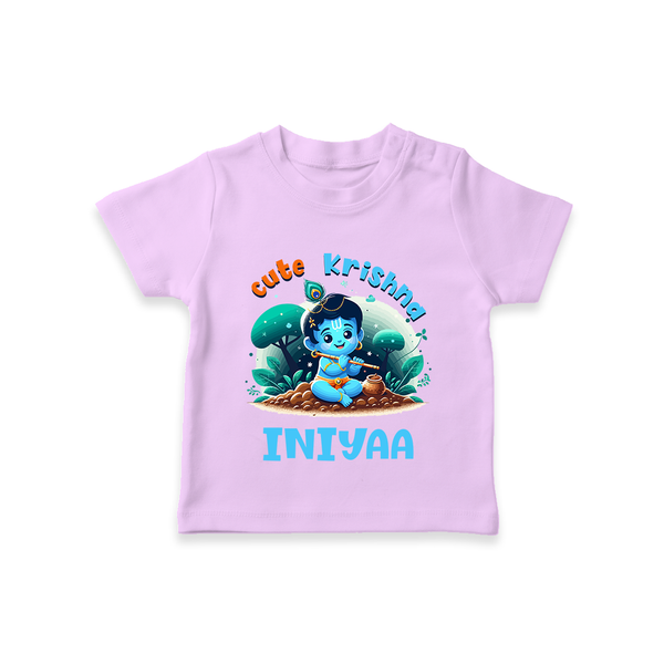 Cute Krishna T-Shirt | Custom Baby T-Shirt for Krishna Fans - LILAC - 0-5 Months Old (Chest 17")