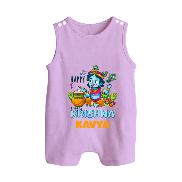 Happy Little Krishna Romper Suit | Custom Baby Romper Suit for Krishna - LILAC - 0 - 5 Months Old (Chest 18")
