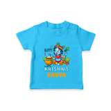 Happy Little Krishna T-Shirt | Custom Baby T-Shirt for Krishna - SKY BLUE - 0-5 Months Old (Chest 17")