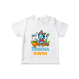 Happy Little Krishna T-Shirt | Custom Baby T-Shirt for Krishna - WHITE - 0-5 Months Old (Chest 17")