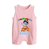 Butter Thief Romper Suit | Custom Baby Romper Suit for Krishna Fans - BABY PINK - 0 - 5 Months Old (Chest 18")