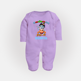 Butter Thief Sleep Suit | Custom Baby Sleep Suit for Krishna Fans - LILAC - New Born (Chest 7.5")