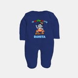 Butter Thief Sleep Suit | Custom Baby Sleep Suit for Krishna Fans - NAVY BLUE - New Born (Chest 7.5")