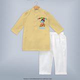 Butter Thief Kurta Set | Custom Baby Kurta Set for Krishna Fans - PASTEL YELLOW - 3 - 6 Months Old (Chest 24", Kurta Length 14'', Waist 19", Pant Length 14")