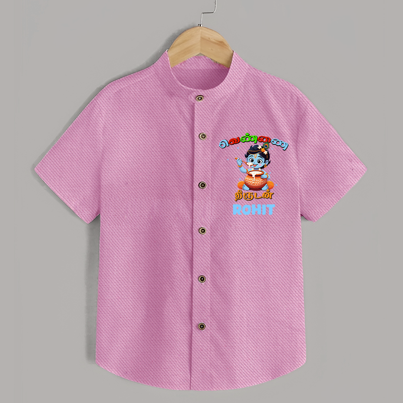 Butter Thief Shirt | Custom Baby Shirt for Krishna Fans - BABY PINK - 0 - 6 Months Old (Chest 23")