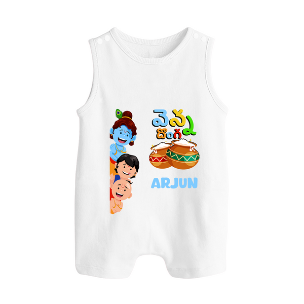 Butter Thief Romper Suit | Personalized Baby Romper Suit for Krishna Fans - WHITE - 0 - 5 Months Old (Chest 18")