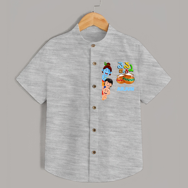 Butter Thief Shirt | Personalized Baby Shirt for Krishna Fans - GREY - 0 - 6 Months Old (Chest 23")
