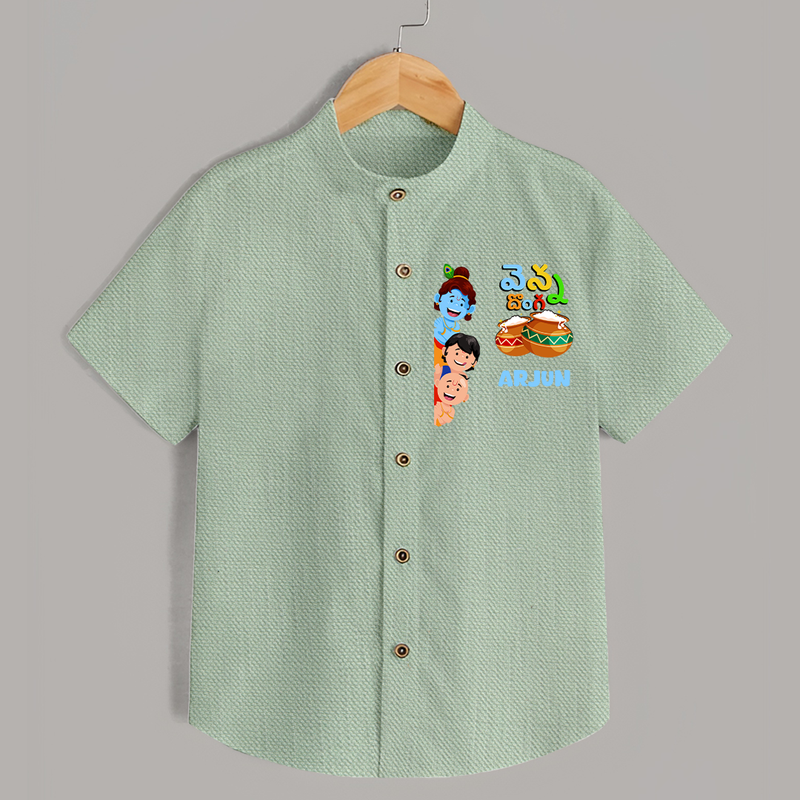 Butter Thief Shirt | Personalized Baby Shirt for Krishna Fans - MINT GREEN - 0 - 6 Months Old (Chest 23")