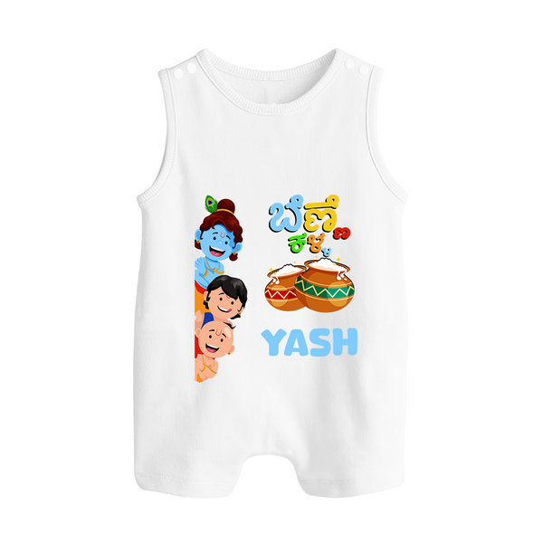 Little Butter Thief Romper Suit | Personalized Baby Romper Suit for Krishna's Butter Lover - WHITE - 0 - 5 Months Old (Chest 18")