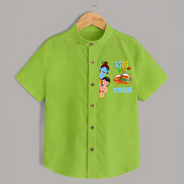 Little Butter Thief Shirt | Personalized Baby Shirt for Krishna's Butter Lover - LIME GREEN - 0 - 6 Months Old (Chest 23")