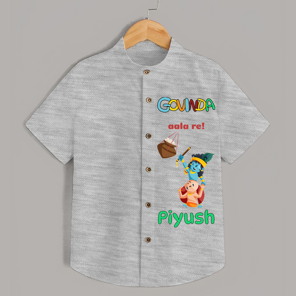 Govinda Has Come Shirt | Custom Baby Shirt for Krishna Janmashtami - GREY - 0 - 6 Months Old (Chest 23")