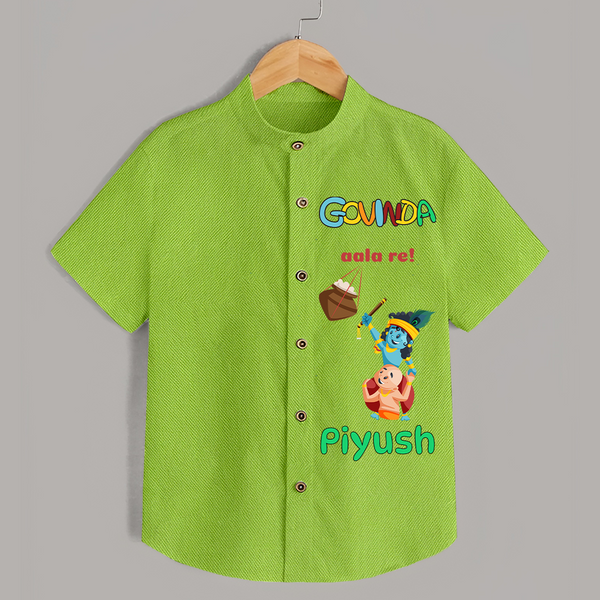 Govinda Has Come Shirt | Custom Baby Shirt for Krishna Janmashtami - LIME GREEN - 0 - 6 Months Old (Chest 23")