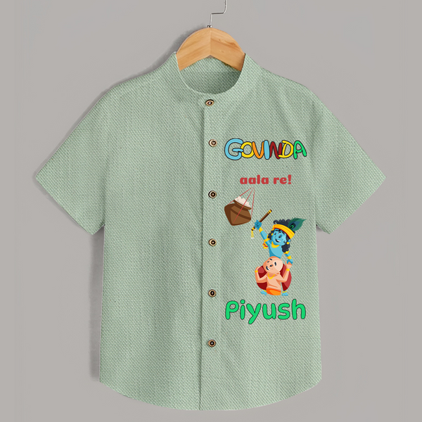 Govinda Has Come Shirt | Custom Baby Shirt for Krishna Janmashtami - MINT GREEN - 0 - 6 Months Old (Chest 23")