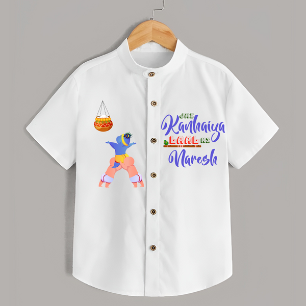 Jai Kanhaiya Laal Ki Shirt | Custom Baby Shirt to Celebrate Krishna's Mischief - WHITE - 0 - 6 Months Old (Chest 23")