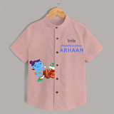 Little Butter Thief Shirt | Personalized Baby Shirt for Krishna's Mischievous Baby - PEACH - 0 - 6 Months Old (Chest 23")
