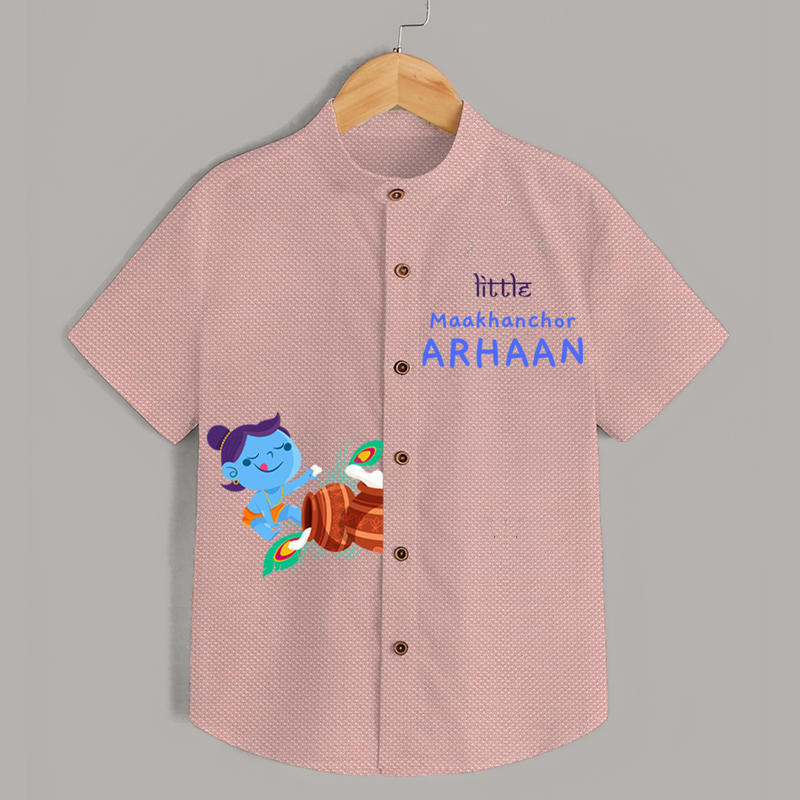 Little Butter Thief Shirt | Personalized Baby Shirt for Krishna's Mischievous Baby - PEACH - 0 - 6 Months Old (Chest 23")