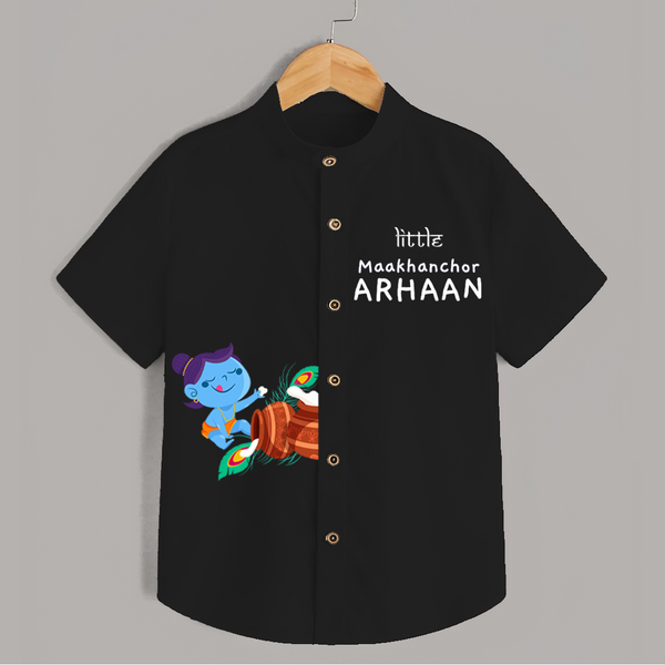 Little Butter Thief Shirt | Personalized Baby Shirt for Krishna's Mischievous Baby - BLACK - 0 - 6 Months Old (Chest 23")
