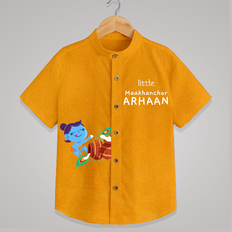 Little Butter Thief Shirt | Personalized Baby Shirt for Krishna's Mischievous Baby - CHROME YELLOW - 0 - 6 Months Old (Chest 23")