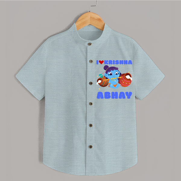 I Love Krishna Shirt | Custom Baby Shirt for Krishna Lovers - ARCTIC BLUE - 0 - 6 Months Old (Chest 23")