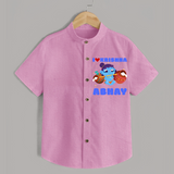 I Love Krishna Shirt | Custom Baby Shirt for Krishna Lovers - BABY PINK - 0 - 6 Months Old (Chest 23")