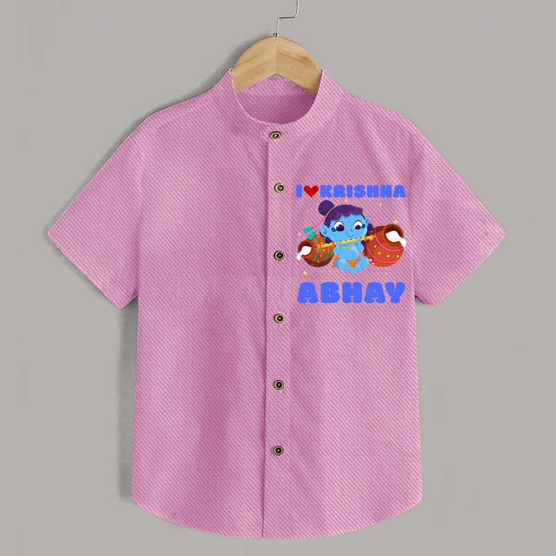 I Love Krishna Shirt | Custom Baby Shirt for Krishna Lovers - BABY PINK - 0 - 6 Months Old (Chest 23")