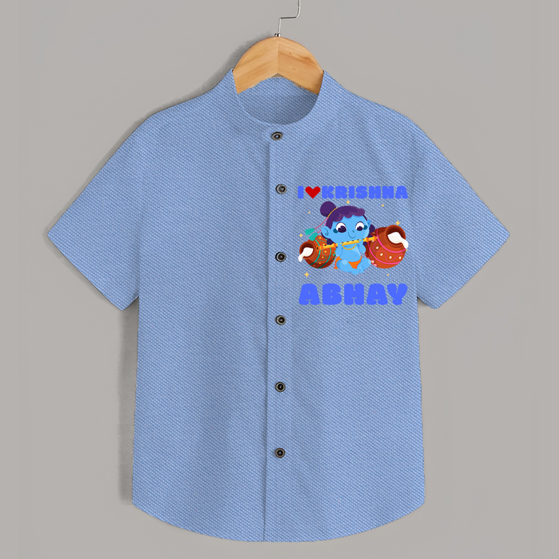 I Love Krishna Shirt | Custom Baby Shirt for Krishna Lovers - SKY BLUE - 0 - 6 Months Old (Chest 23")