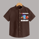 I Love Krishna Shirt | Custom Baby Shirt for Krishna Lovers - CHOCOLATE BROWN - 0 - 6 Months Old (Chest 23")
