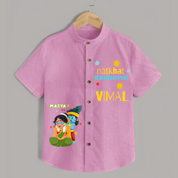 Mother's Mischievous Little Krishna Shirt | Personalized Baby Shirt for Your Little Krishna - BABY PINK - 0 - 6 Months Old (Chest 23")