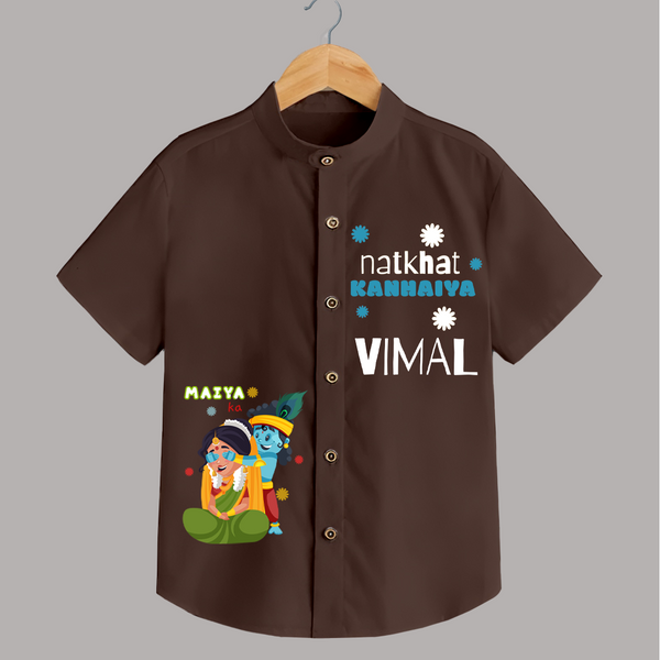 Mother's Mischievous Little Krishna Shirt | Personalized Baby Shirt for Your Little Krishna - CHOCOLATE BROWN - 0 - 6 Months Old (Chest 23")