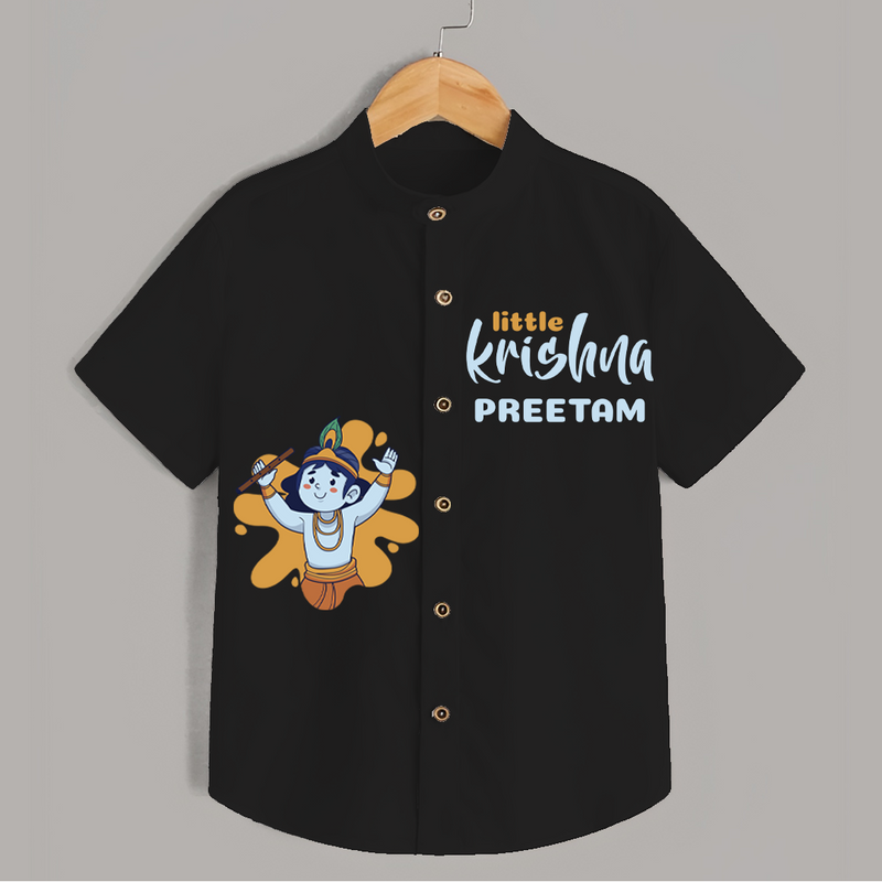 Little Krishna Shirt | Personalized Baby Shirt for Krishna Janmashtami - BLACK - 0 - 6 Months Old (Chest 23")