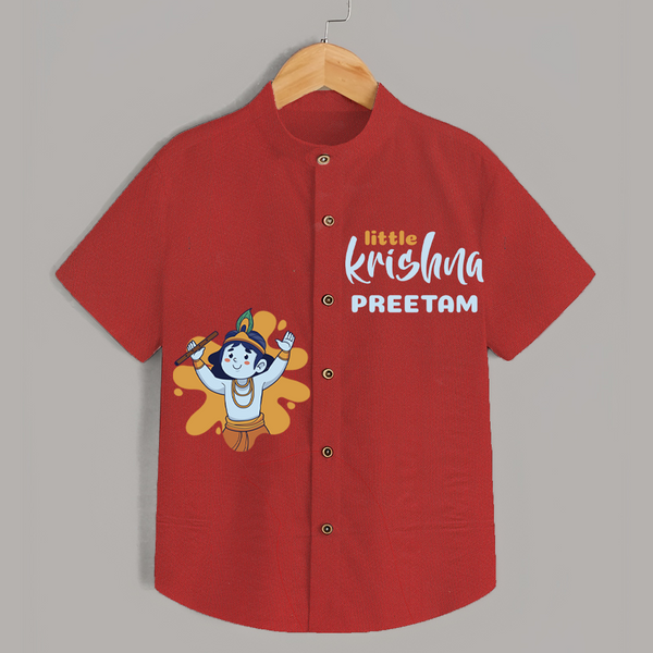 Little Krishna Shirt | Personalized Baby Shirt for Krishna Janmashtami - RED - 0 - 6 Months Old (Chest 23")