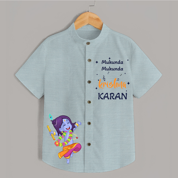 Mukunda Mukunda Krishna Shirt | Custom Baby Shirt for Krishna's Blessings - ARCTIC BLUE - 0 - 6 Months Old (Chest 23")