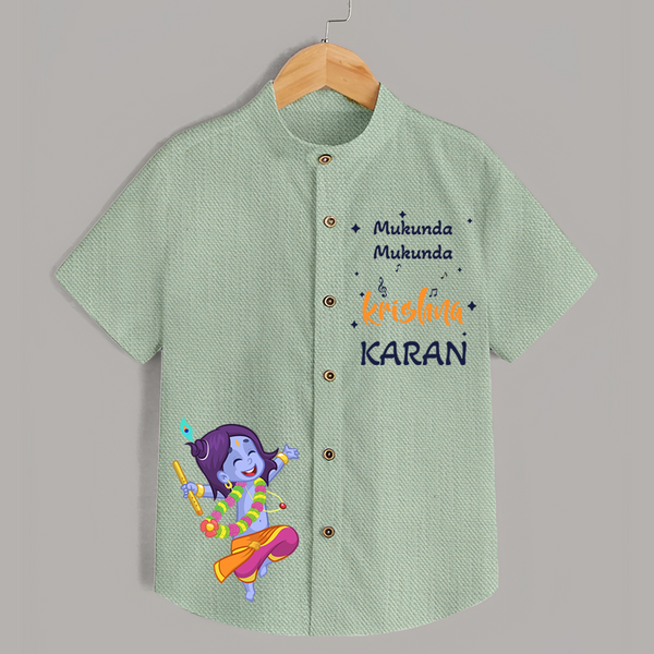 Mukunda Mukunda Krishna Shirt | Custom Baby Shirt for Krishna's Blessings - MINT GREEN - 0 - 6 Months Old (Chest 23")