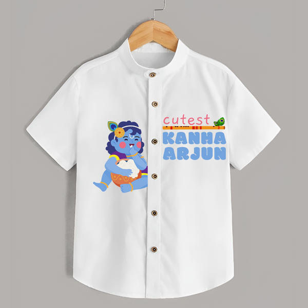 Cutest Kanna Shirt | Personalized Baby Shirt for Krishna Jayanti - WHITE - 0 - 6 Months Old (Chest 23")