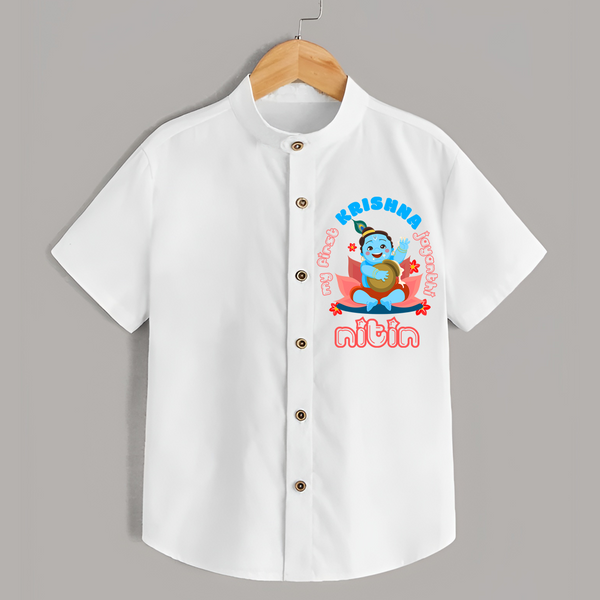 My First Krishna Jayanthi Shirt | Custom Baby Shirt for Baby's First Krishna Celebration - WHITE - 0 - 6 Months Old (Chest 23")