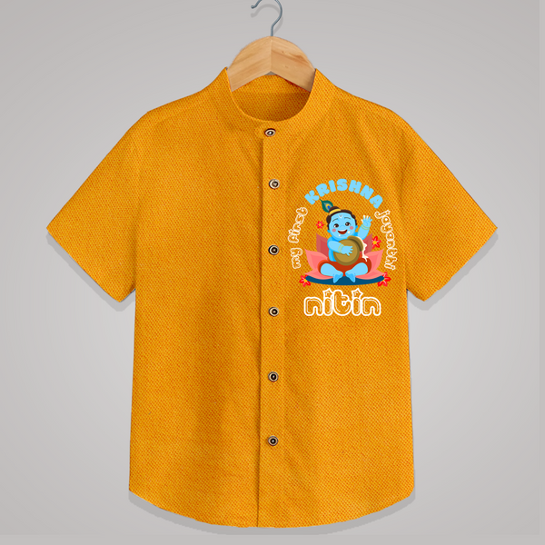 My First Krishna Jayanthi Shirt | Custom Baby Shirt for Baby's First Krishna Celebration - CHROME YELLOW - 0 - 6 Months Old (Chest 23")