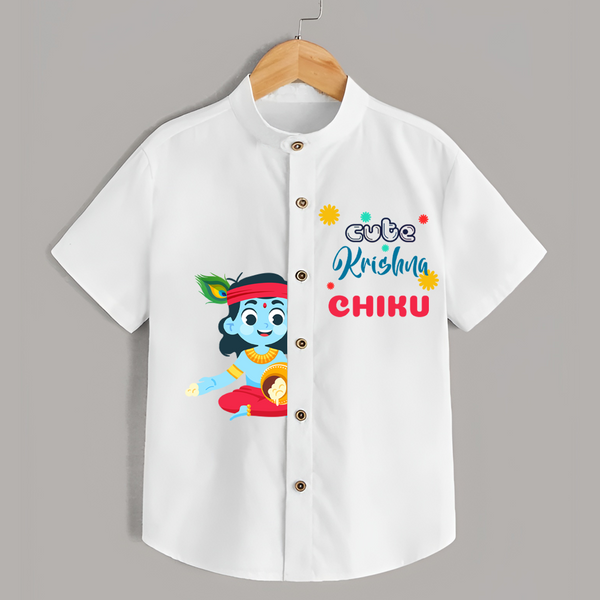 Cute Krishna Shirt | Personalized Baby Shirt for Krishna Jayanti Celebration - WHITE - 0 - 6 Months Old (Chest 23")