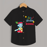 Cute Krishna Shirt | Personalized Baby Shirt for Krishna Jayanti Celebration - BLACK - 0 - 6 Months Old (Chest 23")