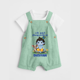 Celebrate En Muthal Gokulashtami | Custom Baby Dungaree Set for Your Little One's First Gokulashtami - MINT GREEN - 0 - 5 Months Old (Chest 18")