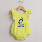 Celebrate En Muthal Gokulashtami | Custom Baby Romper Frock for Your Little One's First Gokulashtami - PASTEL YELLOW - 0 - 3 Months Old (Chest 19")