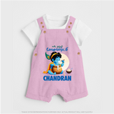 En Muthal Gokulashtami Special Dungaree Set | Personalized Gokulashtami Outfit for Baby - BABY PINK - 0 - 5 Months Old (Chest 18")